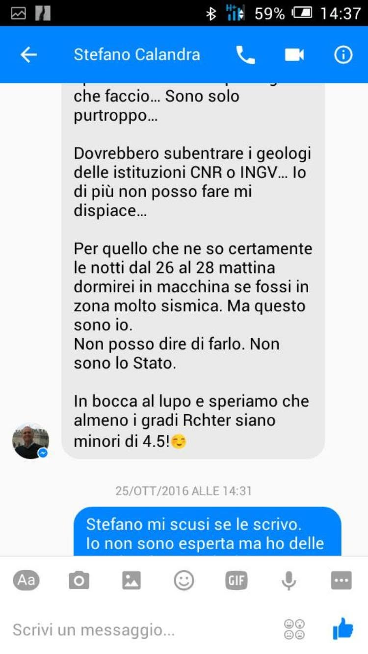 Messaggio privato del 25 ottobre 2016